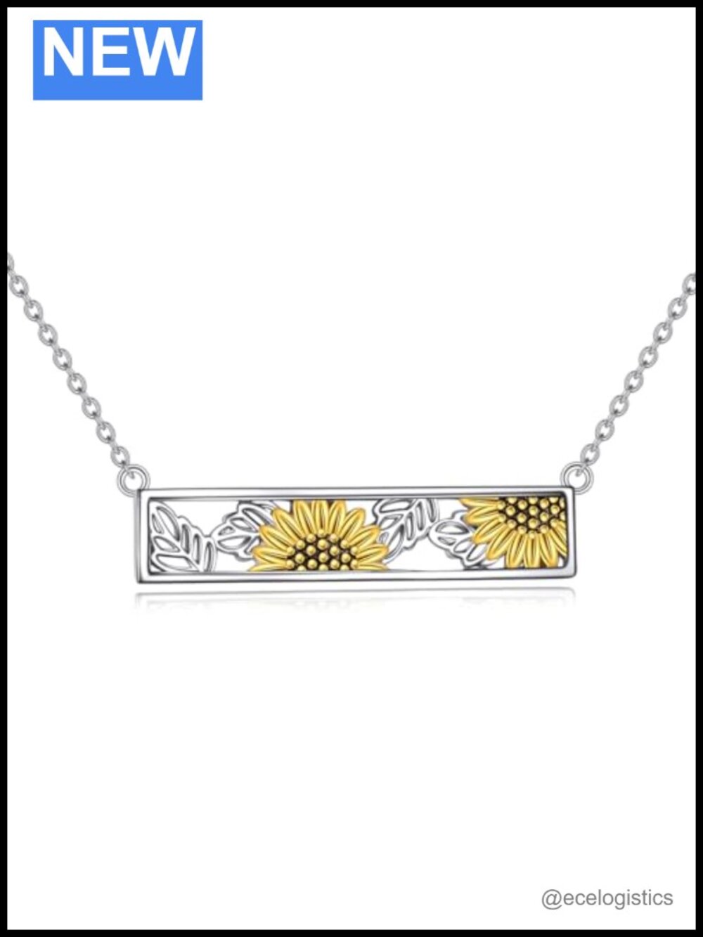 Sunflower Pendant Necklace Rhodium Plated Women's Gift